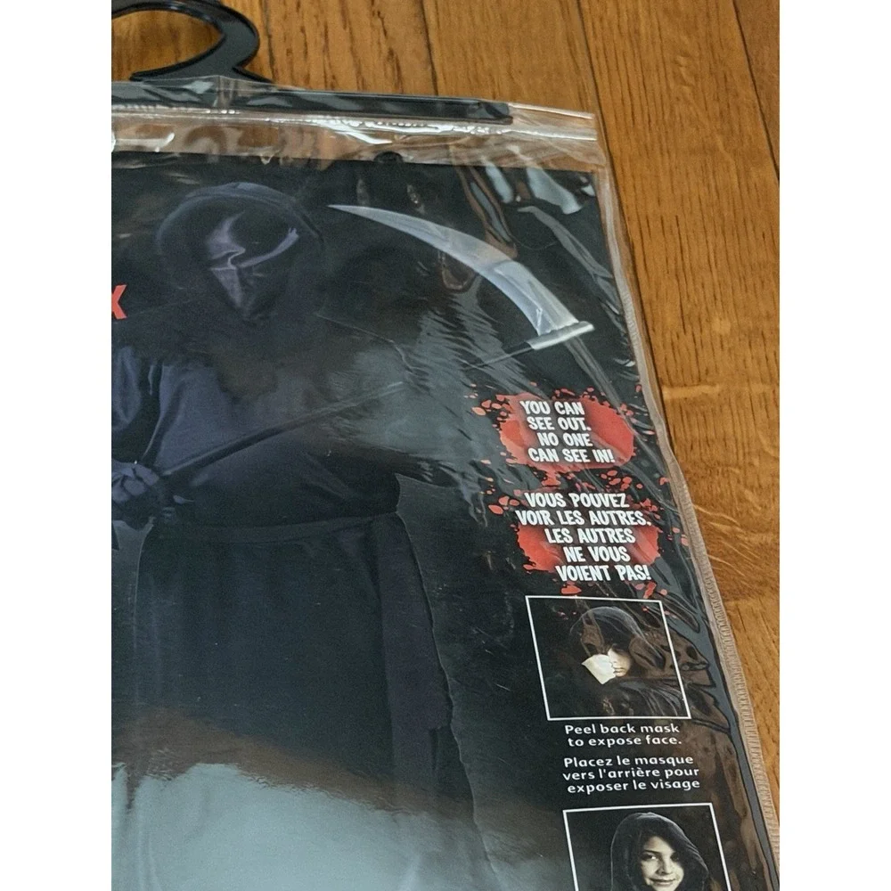 Fun World Unknown Phantom Halloween Costume Kids Large 12-14 Black Robe Mask